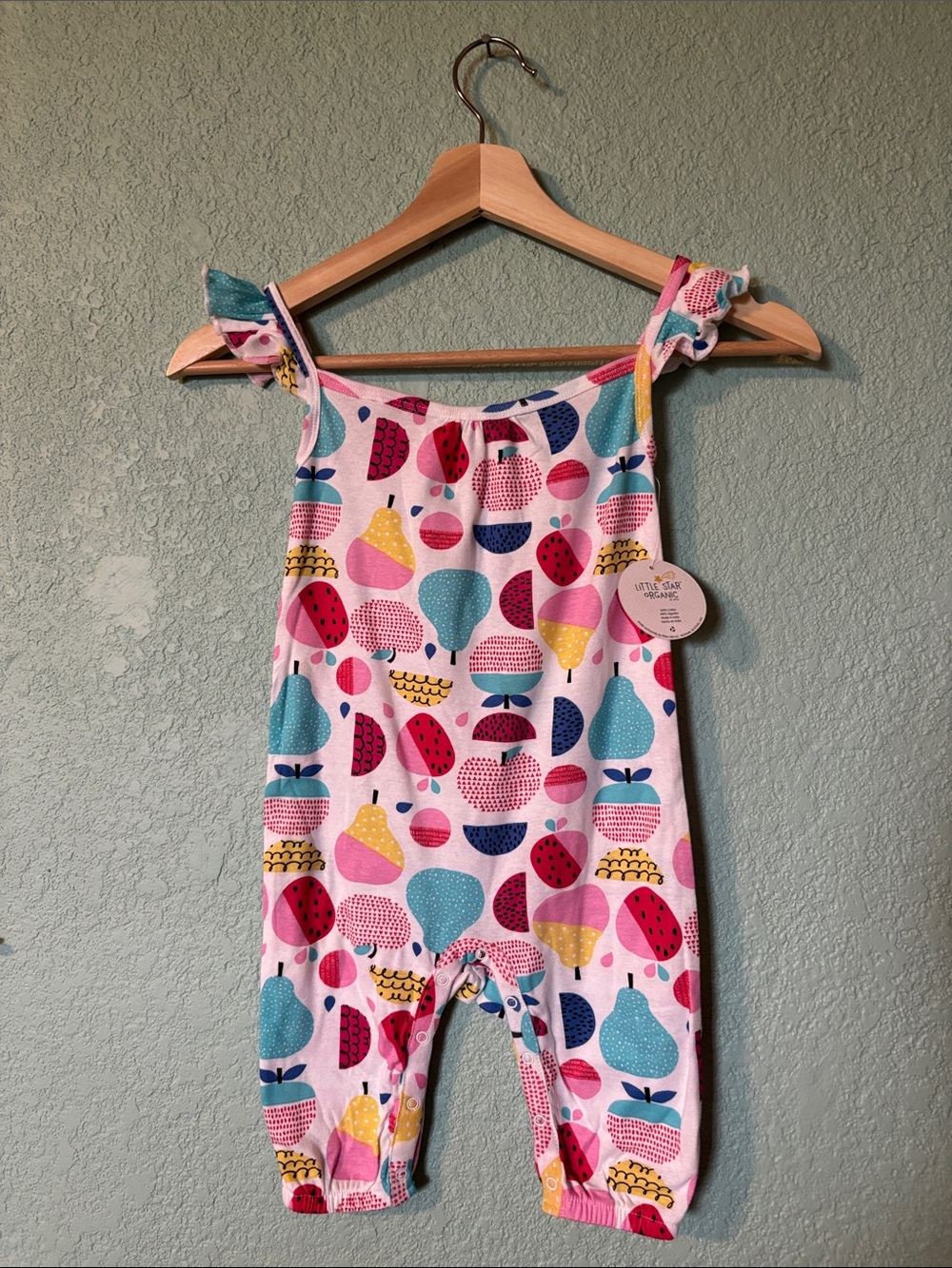 🆕 Little Star Organic Baby Fruit Print Romper, 24 mos - NWT